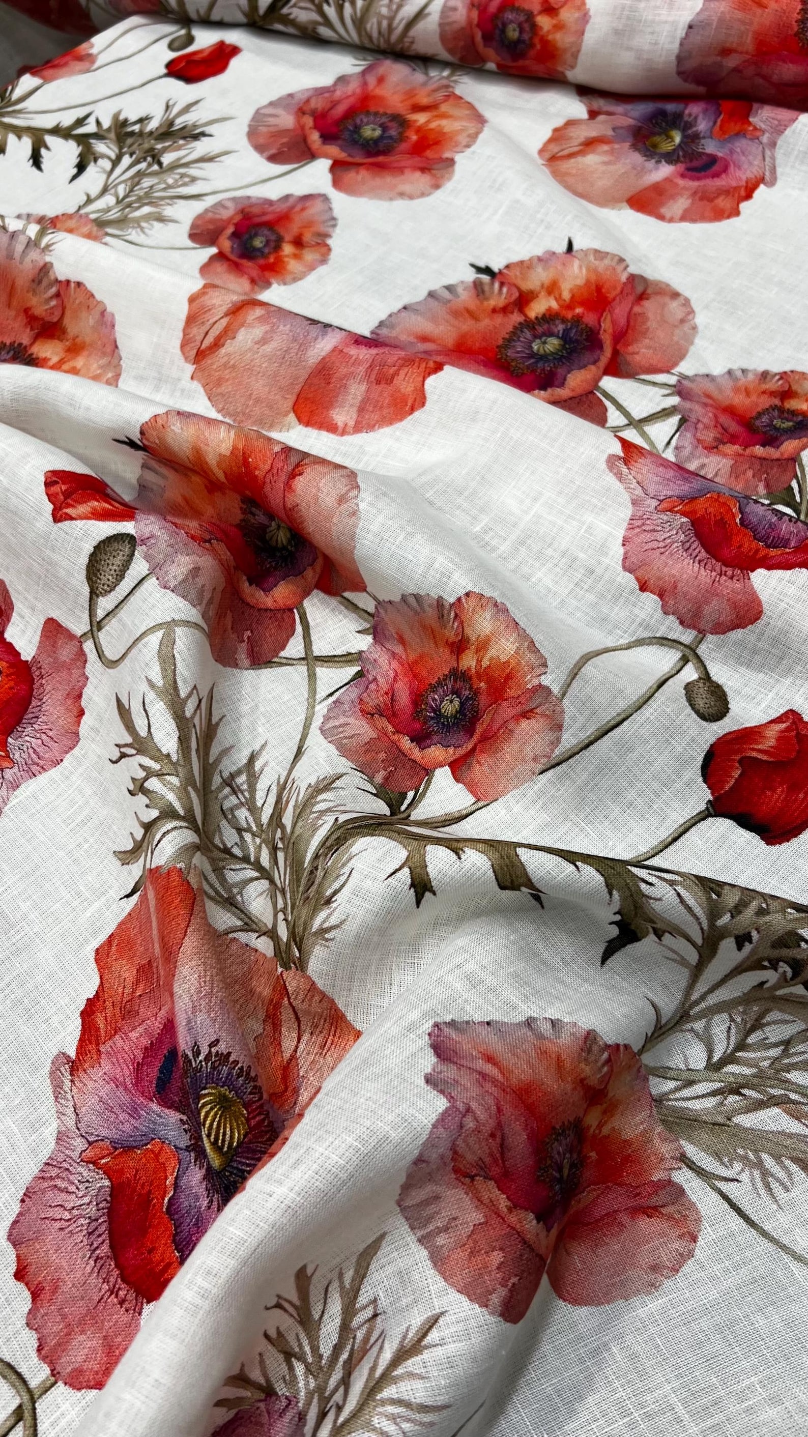 Italian Pure Linen High Quality Premium Fabric / Designer Floral ...