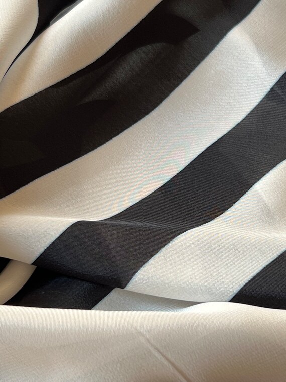 Black and Off-White Striped Silk Charmeuse