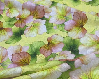 Pure linen jacquard high quality premium Italian fabric/ Designer floral print/ Alta moda luxury textile natural fabric by the yard