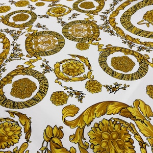 Italian cotton poplin high quality premium fabric/ Designer baroque style print/ Alta moda luxury textile natural fabric by the yard