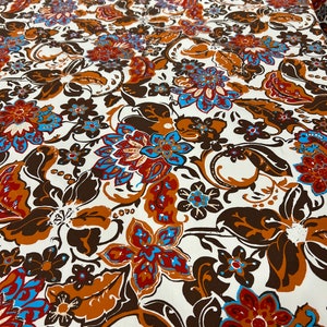 Italian cotton poplin high quality premium fabric/ Designer floral damask style print/ Alta moda luxury textile natural fabric by the yard