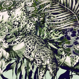 Italian satin viscose high quality premium fabric/ Designer animal print/ Panel 150 cm/ Alta moda luxury textile natural fabric by the yard