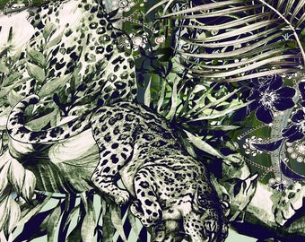 Pure silk crepe high quality premium Italian fabric/ Designer floral print/ Alta moda luxury textile natural fabric by the yard