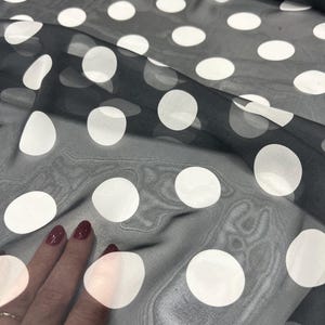 Italian pure silk chiffon high quality premium fabric/ Designer polka dots print/ Alta moda luxury textile natural fabric by the yard