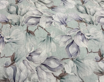 Pure linen high quality premium Italian fabric/ Designer floral print/ Alta moda luxury textile natural fabric by the yard