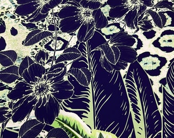 Hoogwaardige Italiaanse satijnviscose stof van topkwaliteit / Designer dierenprint / Paneel 150 cm / Luxe textiel van topkwaliteit, natuurlijke stof per meter