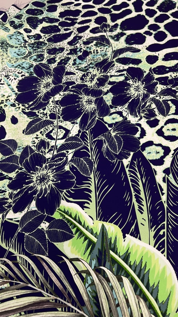 Satin viscose high quality premium Italian fabric/ Designer animal print/ Panel 150 cm/ Alta moda luxury textile natural fabric by the yard