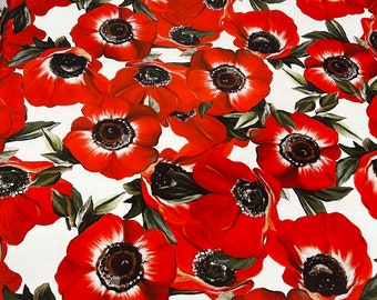 Popelín de algodón italiano de alta calidad, tejido premium/ Estampado floral de diseño/ Tejido textil natural de lujo Alta Moda por metro