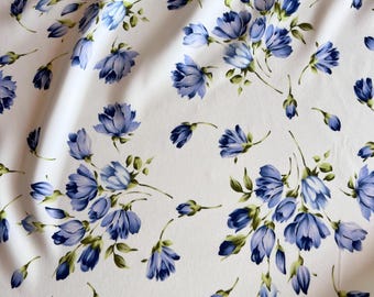 Pure silk charmeuse high quality luxury Italian fabric/ Designer floral print/ Alta moda premium fashion textile natural fabric by the yard