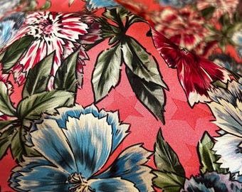 Pure silk jacquard high quality premium Italian fabric/ Designer floral print/ Alta moda luxury textile natural fabric by the yard