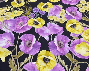 Cotton poplin high quality premium Italian fabric/ Designer floral print panel 1.35 m/ Alta moda luxury textile fashion fabric by the yard