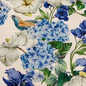 Italian cotton poplin high quality premium designer fabric/ Exclusive floral print/ Alta moda luxury natural with stretch fabric