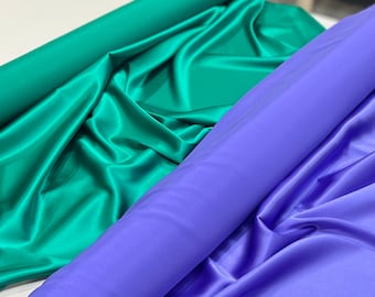 Pure silk mulberry high quality premium charmeuse Italian fabric/Designer dark periwinkle color/ Alta moda luxury natural fabric by the yard