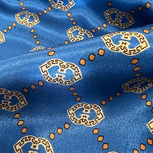 Italian satin viscose high quality premium fabric/ Designer geometric print/ Alta moda luxury textile natural fabric by the yard