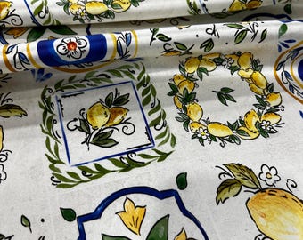 Pure silk charmeuse high quality premium fabric/ Italian designer maiolica print/ Alta moda luxury textile fashion fabric by the yard