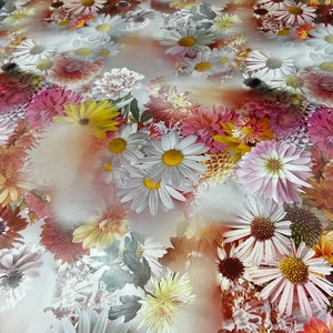 Italian pure silk charmeuse high quality premium mulberry fabric/ Designer floral print/ Alta moda luxury textile natural fabric by the yard