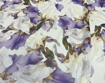 Pure silk chiffon premium high quality Italian fabric/ Designer floral print/ Alta moda luxury textile natural fabric by the yard