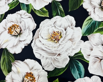 Italian pure silk charmeuse high quality mulberry fabric/ Designer floral print/ Alta moda luxury textile natural fabric by the yard