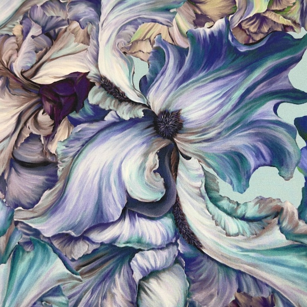 Pure silk charmeuse high quality premium Italian fabric/ Designer floral print/ Alta moda luxury textile natural fabric by the yard