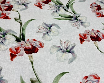 Pure  linen high quality premium Italian fabric/ Designer floral print/ Alta moda luxury natural fabric by the yard/ Italian textile