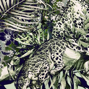 Italian satin viscose high quality premium designer fabric/ Exclusive panel 1.40 m animal print/ Alta moda luxury natural fabric
