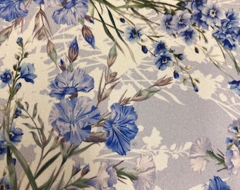 Pure silk charmeuse high quality luxury Italian fabric/ Designer floral print/ Alta moda premium textile natural fabric by the yard