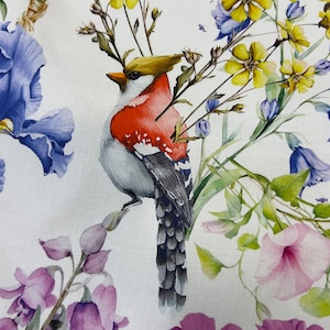Cotton poplin high quality premium Italian fabric/ Designer floral print/ Alta moda luxury natural textile fashion fabric by the yard