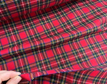 Italian wool high quality premium fabric/ Designer tartan print/ Last piece 1 m/ Alta moda luxury textile natural fabric