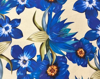 Cotton poplin high quality premium Italian fabric/ Designer floral print/ Alta moda luxury natural textile fabric by the yard