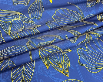 Pure silk twill high quality premium Italian fabric/ Designer floral print/ Alta moda luxury textile natural fabric by the yard