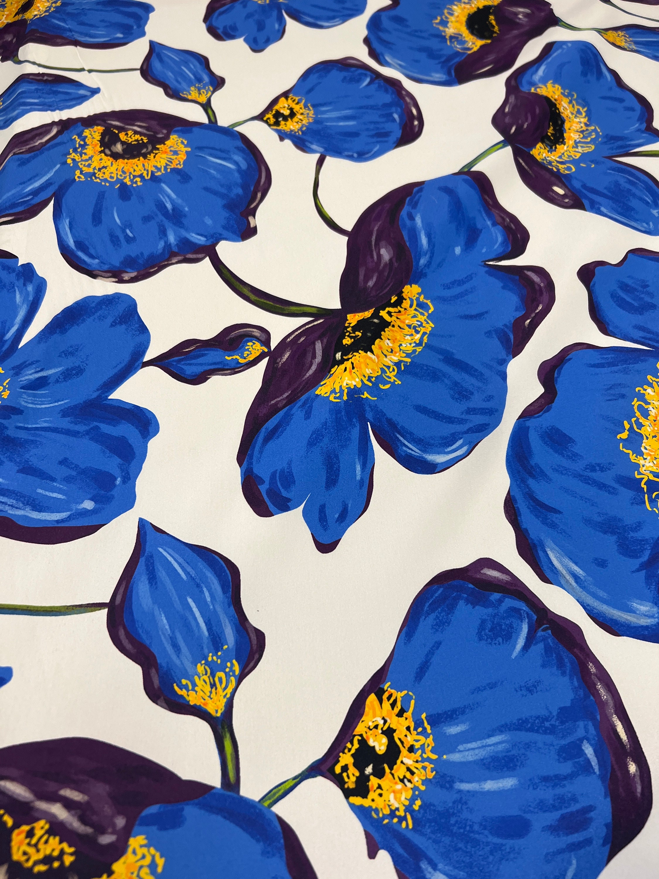 100 Pure Silk Fabric, Italian Silk Fabric, Floral Silk Fabric, With