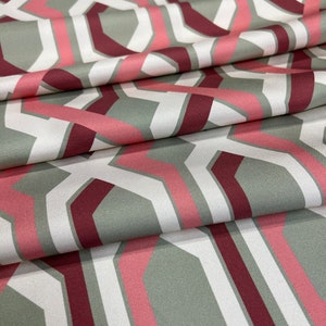 Italian pure silk twill premium high quality fabric/ Designer geometric print/ Alta moda luxury textile natural fabric by the yard