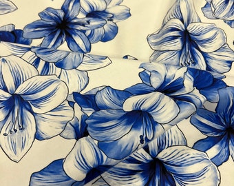 Popelina de algodón de alta calidad, tejido italiano premium / Estampado floral de diseño / Tejido de lujo de alta moda, tela natural por metro
