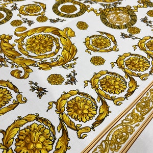 Italian cotton poplin high quality premium fabric/ Designer baroque style print/ Alta moda luxury natural Italian textile fabric by the yard