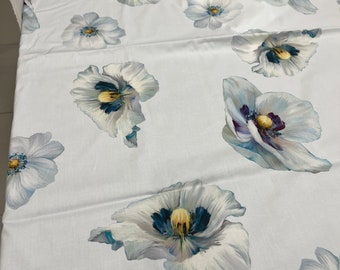 Cotton poplin high quality premium Italian fabric/ Designer floral print/ Alta moda luxury textile natural fabric by the yard