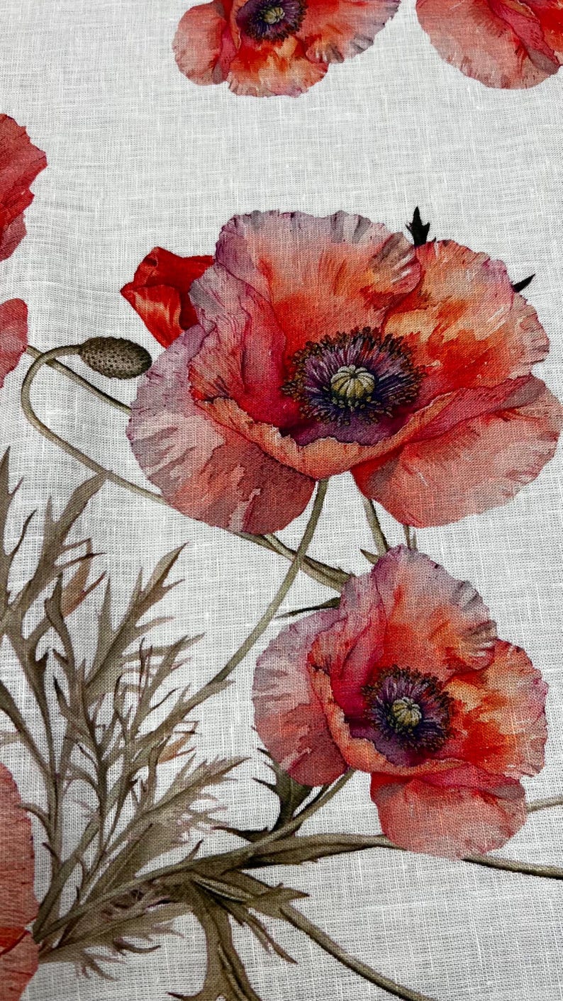 Italian Pure Linen High Quality Premium Fabric / Designer Floral ...