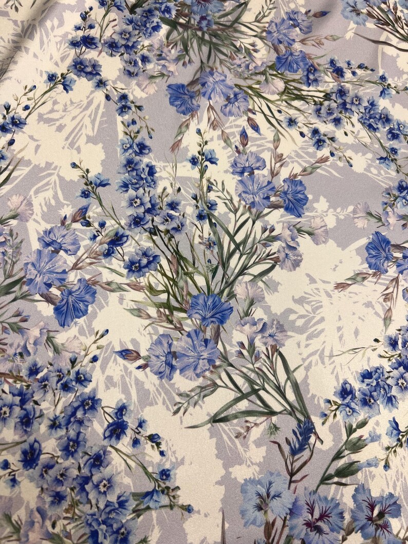 Italian pure silk charmeuse high quality luxury fabric/ Exclusive designer floral print/ Alta moda premium natural with stretch fabric