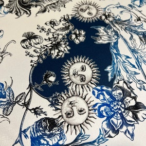 Italian pure silk charmeuse high quality premium fabric/ Designer zodiacal print/ Alta moda luxury textile natural fabric by the yard