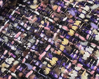 Italian tweed high quality premium fabric/ Designer lurex boucle fabric/ Alta moda luxury textile/ Fabric by the yard