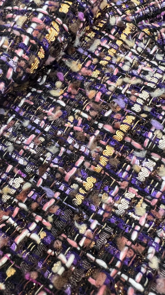 Italian tweed high quality premium fabric/ Designer lurex boucle fabric/ Alta moda luxury textile/ Fabric by the yard