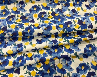 Cotton poplin high quality premium Italian fabric/ Designer floral print/ Alta moda luxury natural textile fabric by the yard