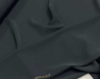 Italian double crepe cady viscose premium high quality fabric/ Designer black colour/ Alta moda luxury textile natural fabric by the yard