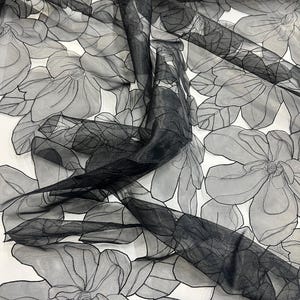 Italian pure silk organza embroidered high quality premium fabric/ Designer floral print/ Alta moda wedding luxury textile bridal fabric