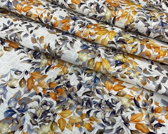 Pure linen high quality premium Italian fabric/ Designer floral print/ Alta moda luxury natural fabric by the yard