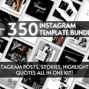 Black White Instagram Post Story Canva Template, Instagram Branding, Dark Canva Templates, Instagram Feed Engagement, Coach Lash Beauty Hair