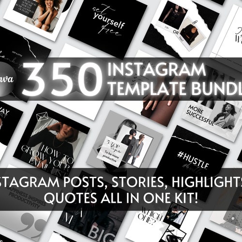 Black White Instagram Post Template Canva Instagram Branding - Etsy