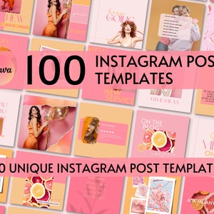 Heldere Instagram-postverhalen-sjablonen Canva, Instagram-branding, roze oranje Canva-sjabloon, Instagram-feedbetrokkenheid, Coach Lash Beauty