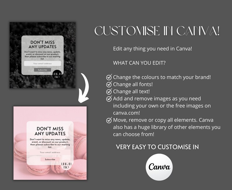 Black White Instagram Post Template Canva Instagram Branding - Etsy