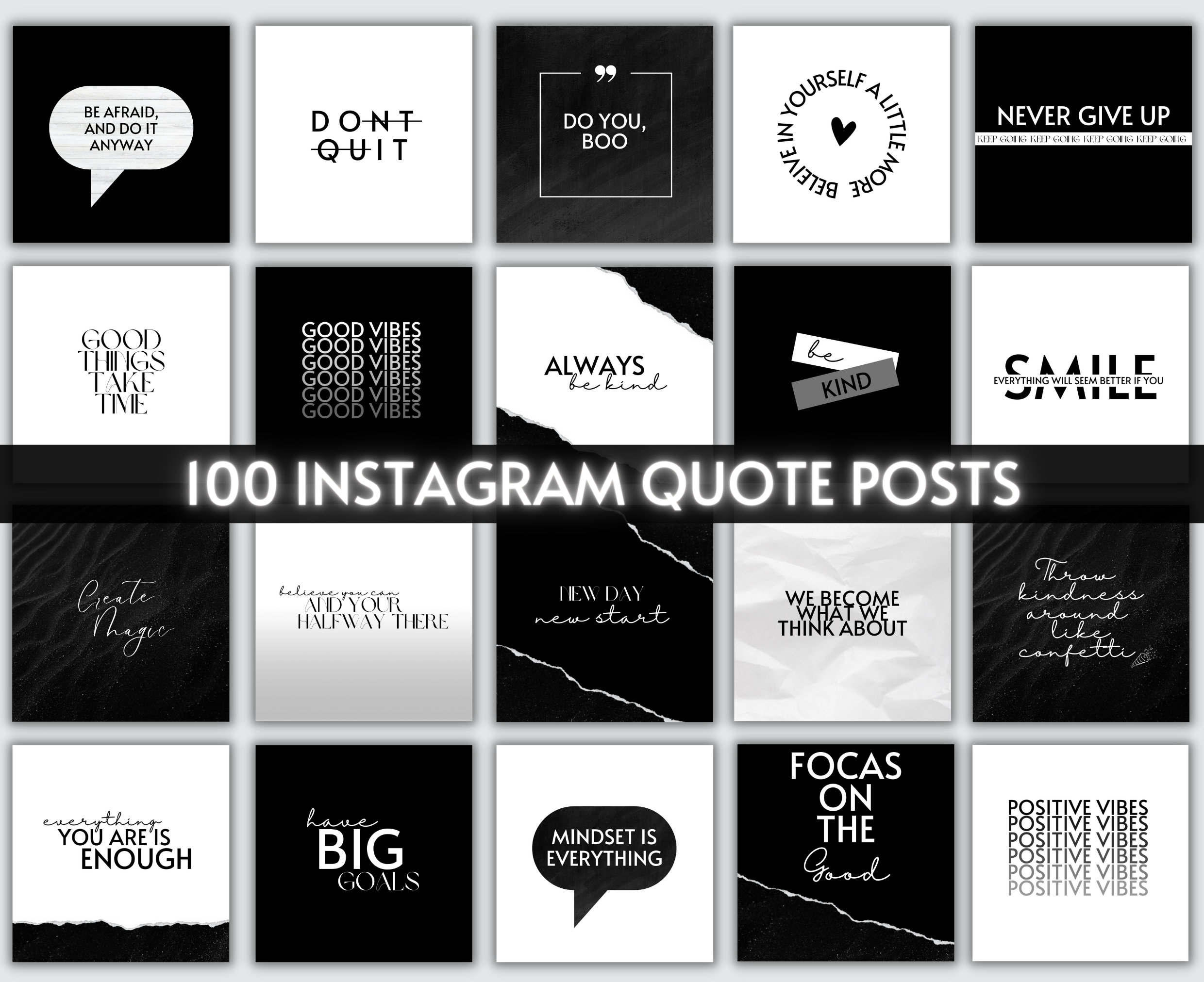Black White Instagram Post Story Canva Template Instagram Etsy