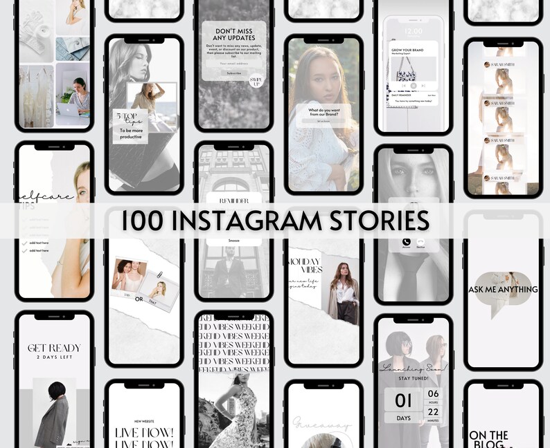 White Instagram Post Story Canva Template, Neutral Instagram Branding